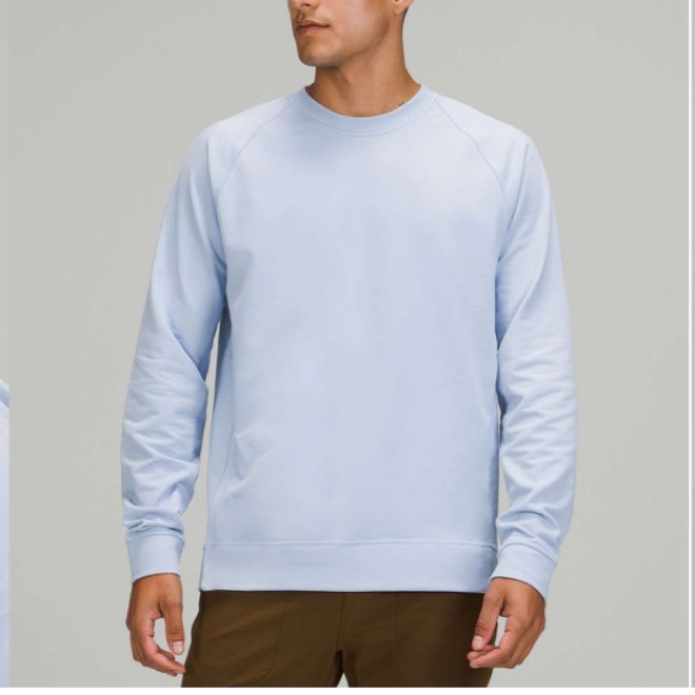 COPY - Lululemon Men City Sweat Crew Sweatshirt Sz L Linen Blue Side ZIP Hidden…